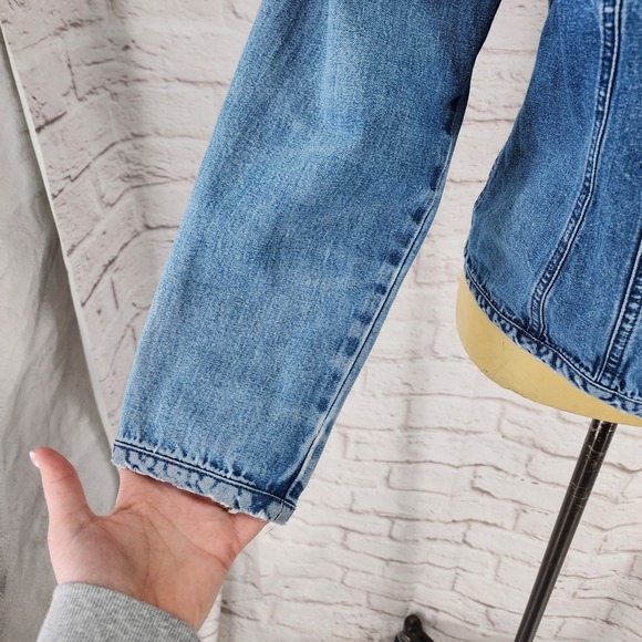 Talbots Denim Jacket Small 90s Distressed Classic Festival Boho Western Cowgirl - Picture 2 of 8